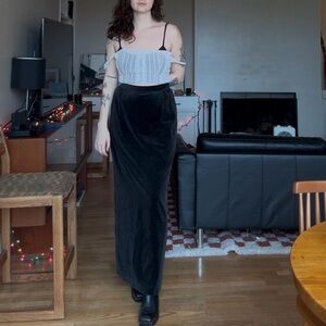 Vintage Black Velvet Maxi Skirt